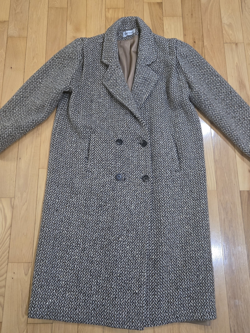 VTG Forecaster Of Boston Herringbone Double Breasted Wool Blend Coat